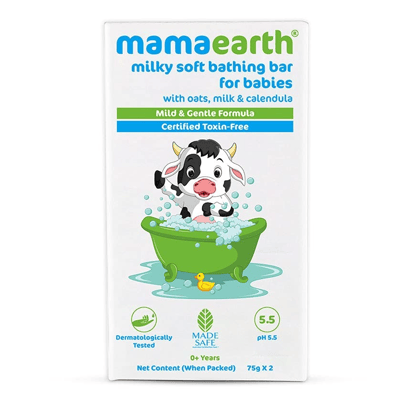 Mamaearth Milky Soft Bathing Bar With Oats, Milk & Calendula, 75 gm Each, Pack Of 2