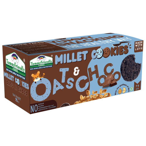 Tummy Friendly Foods Millet Cookies - Oats and Chocolate - 75 g. Healthy Ragi cookies for Baby, Kids & Adults