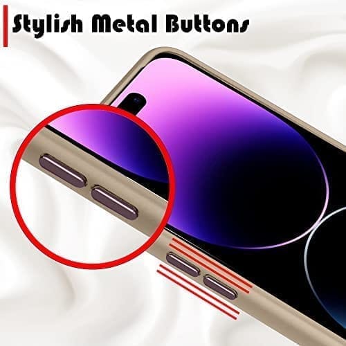 Winble iPhone 14 Pro Back Cover Case Metal Camera Guard Hard Acrylic Clear Back (Light Peach)