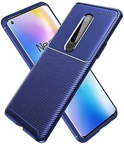 Winble OnePlus 8 Back Cover Case Carbon Fiber (Blue)