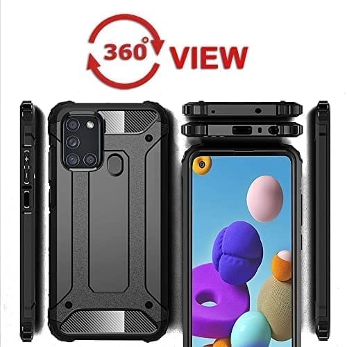 Winble Samsung Galaxy A21s Back Cover Case Elegant Armor (Black)