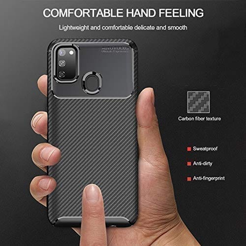 Winble Samsung Galaxy M21 / M21 2021 Edition / M30s Back Cover Case Carbon Fiber (Black)