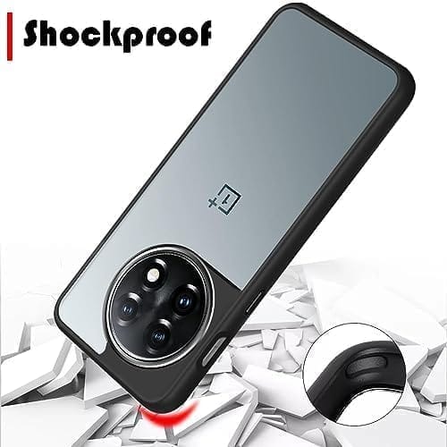 Winble OnePlus 11R 5G Back Cover Case Metal Camera Guard Hard Acrylic Clear Back (Black)