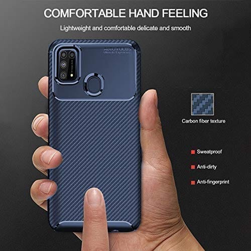 Winble Samsung Galaxy M31 Prime / F41 / M31 Back Cover Case Carbon Fiber (Blue)