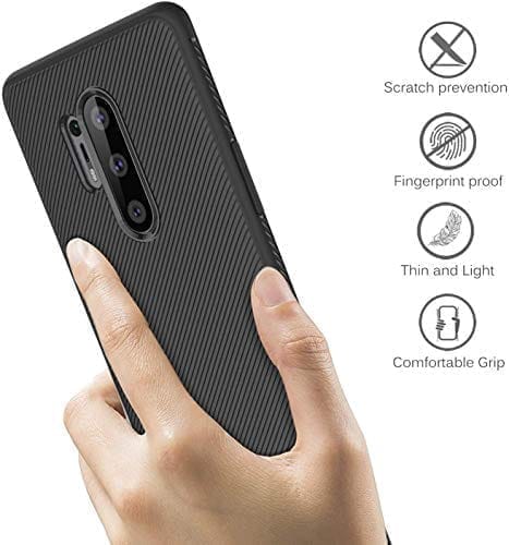 Winble OnePlus 8 Pro Back Cover Case Line Soft Armor (Black)