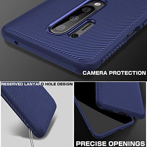 Winble OnePlus 8 Pro Back Cover Case Line Soft Armor (Blue)