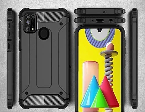 Winble Samsung Galaxy M31 / F41 / M31 Prime Back Cover Case Elegant Armor (Black)