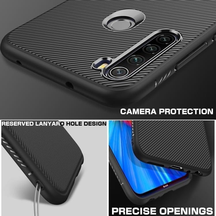 Winble Redmi Note 8 Back Cover Case Line Soft Armor (Black)