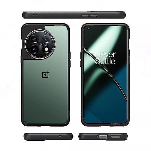 Winble OnePlus 11 5G Back Cover Case Metal Camera Guard Hard Acrylic Clear Back (Black)