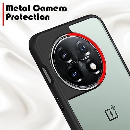 Winble OnePlus 11 5G Back Cover Case Metal Camera Guard Hard Acrylic Clear Back (Black)