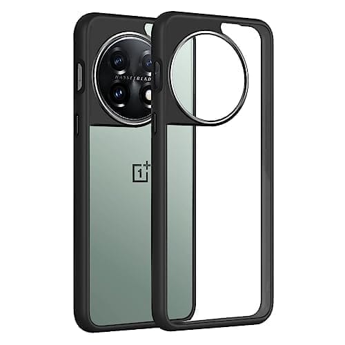 Winble OnePlus 11 5G Back Cover Case Metal Camera Guard Hard Acrylic Clear Back (Black)