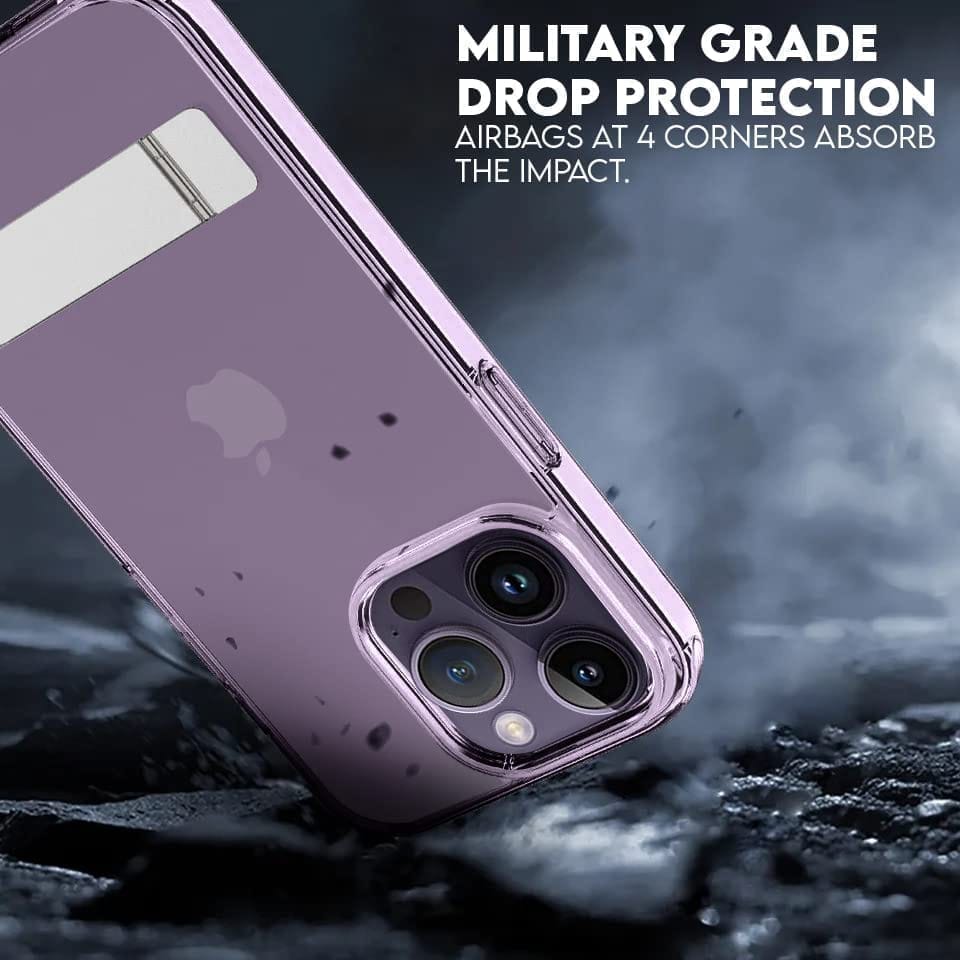 Winble iPhone 14 Pro Max Back Cover Case Crystal Clear Hard TPU With Stand