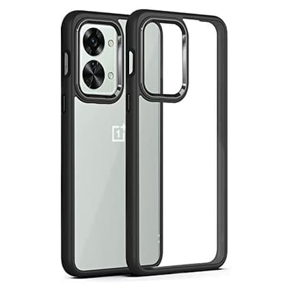 Winble OnePlus Nord 2T 5G Back Cover Case Metal Camera Guard Hard Acrylic Clear Back (Black)