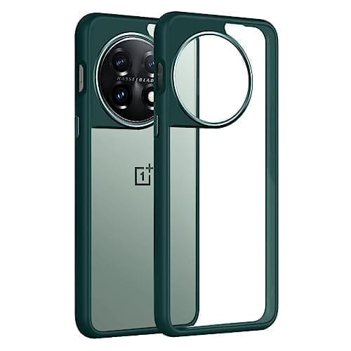 Winble OnePlus 11 5G Back Cover Case Metal Camera Guard Hard Acrylic Clear Back (Green)