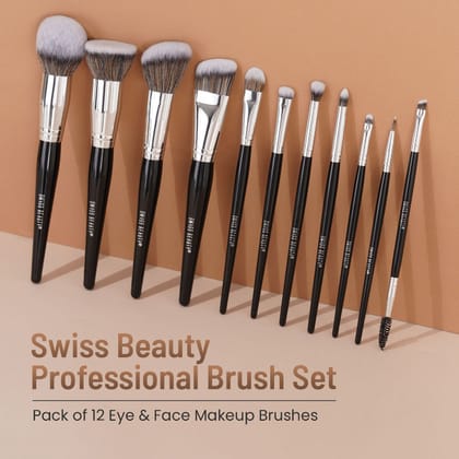 Swiss Beauty Professional Makeup Brush - Set of 12 (12 pcs)