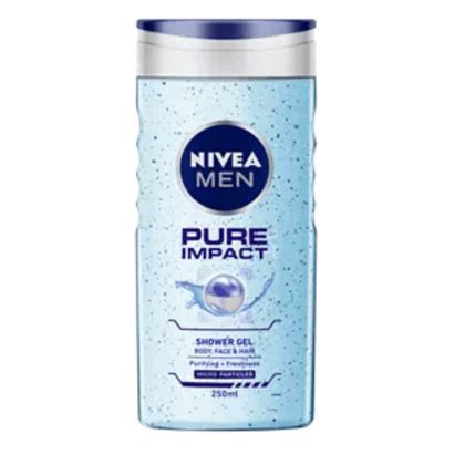 Nivea Men Pure Impact Purifying + Minerals Shower Gel 3 in 1 Body, Face & Hair, 250 ml