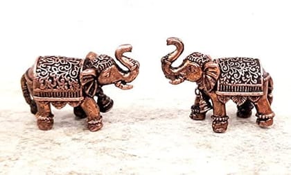 Searchers Paradise - Copper Idols Paired Elephant,2.5  inches, Copper Handmade 50 Grams, Patina Antique Finish, Pack of 1 Piece
