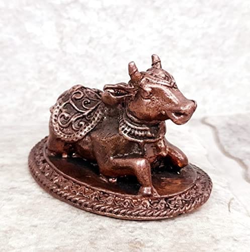 Searchers Paradise - Copper Idols Nandhi,3.3 inches, Copper Handmade 80 Grams, Patina Antique Finish, Pack of 1