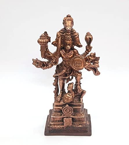 Searchers Paradise - Copper Idols Panchamuki Hanuman,4.1 inches, Copper Handmade 296 Grams, Patina Antique Finish, Pack of 1 Piece