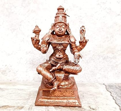 Searchers Paradise - Copper Idols Bhuvaneshvari, 4.3 inches, Copper Handmade 470 Grams, Patina Antique Finish, Pack of 1 Piece