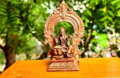 Searchers Paradise - Copper Idols  Bala Tiripurasundari with Prabhavalli,3.3 inches, Copper Handmade 145 Grams, Patina Antique Finish, Pack of 1 Piece