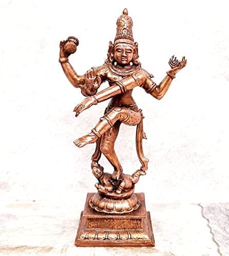Searchers Paradise - Copper Idols Natarajar, 6 inches, Copper Handmade 480 Grams, Patina Antique Finish, Pack of 1 Piece