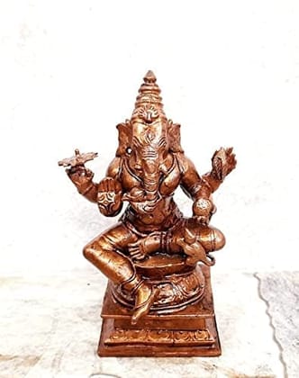 Searchers Paradise - Copper Idols Ganesh,4.5 inches, Copper Handmade 770 Grams, Patina Antique Finish, Pack of 1 Piece