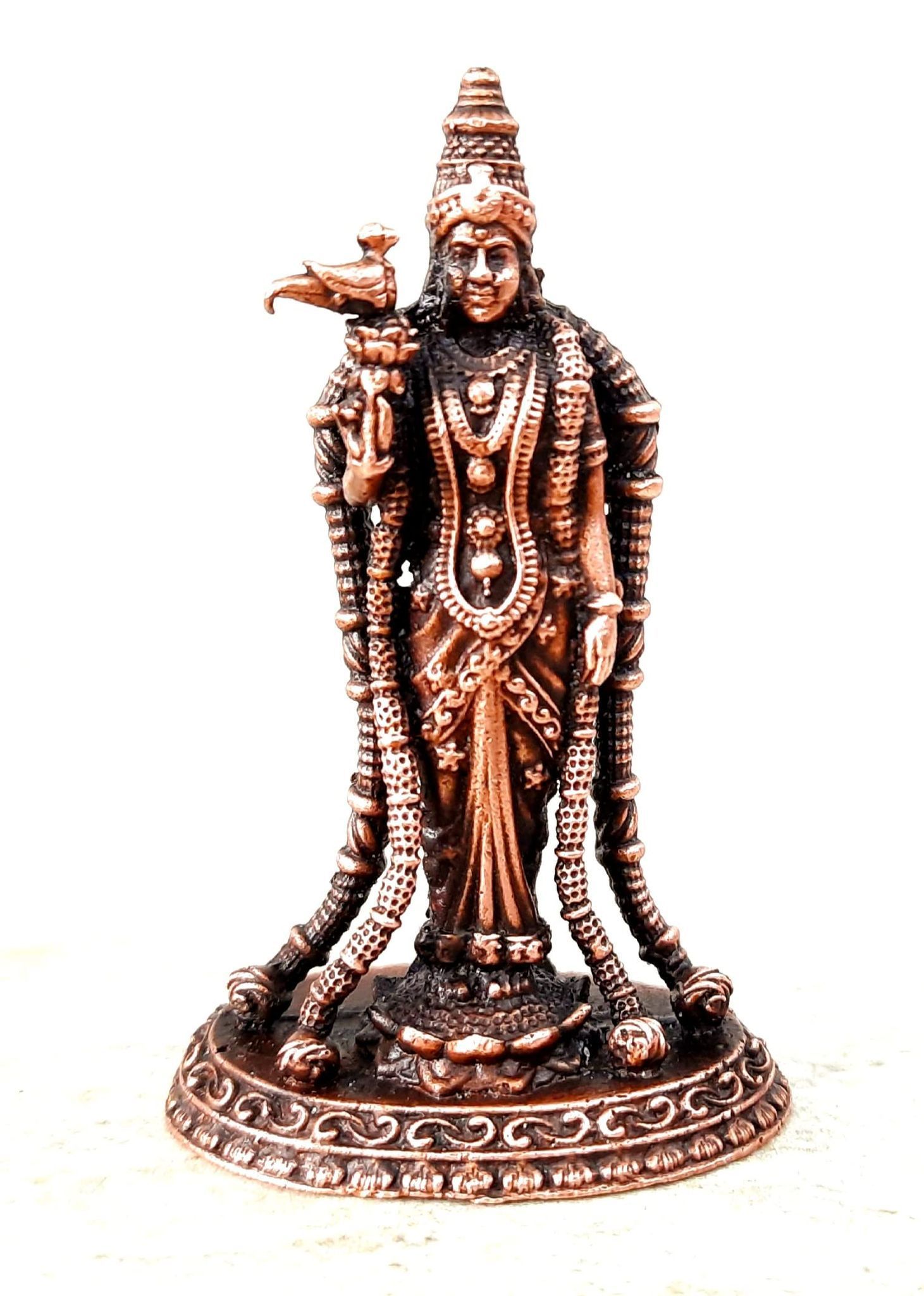Searchers Paradise - Copper Idols Meenakshi Devi,2.9 inches, Copper Handmade 60 Grams, Patina Antique Finish, Pack of 1 Piece