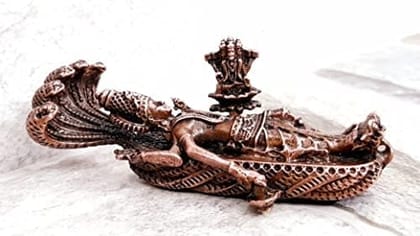 Searchers Paradise - Copper Idols Ranganadha Swamy,1.3  inches, Copper Handmade 100 Grams, Patina Antique Finish, Pack of 1 Piece