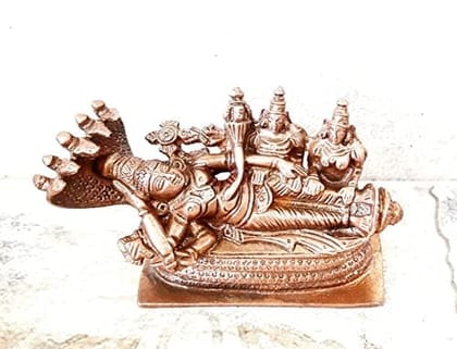 Searchers Paradise - Copper Idols Sri Ranganathar with Goddess Lakshmi,2.6 inches, Copper Handmade 530 Grams, Patina Antique Finish, Pack of 1 Piece