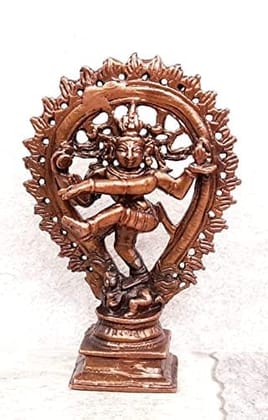 Searchers Paradise - Copper Idols Natarajar,4.2 inches, Copper Handmade 225 Grams, Patina Antique Finish, Pack of 1 Piece