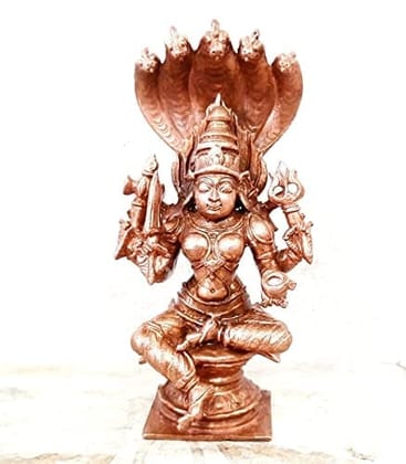 Searchers Paradise - Copper Idols Mariamman,4.9 inches, Copper Handmade 470 Grams, Patina Antique Finish, Pack of 1 Piece