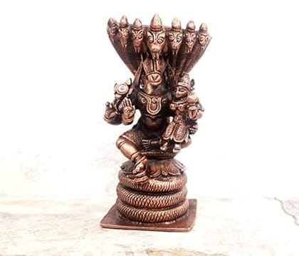 Searchers Paradise - Copper Idols Lakshmi Hygirivar,4 inches, Copper Handmade 575 Grams, Patina Antique Finish, Pack of 1 Piece