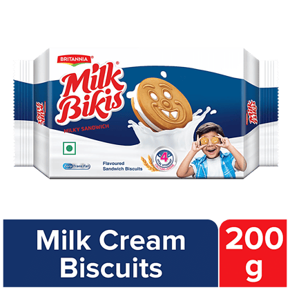 Britannia Milk Bikis Milk Cream Biscuits, 200 G(Savers Retail)