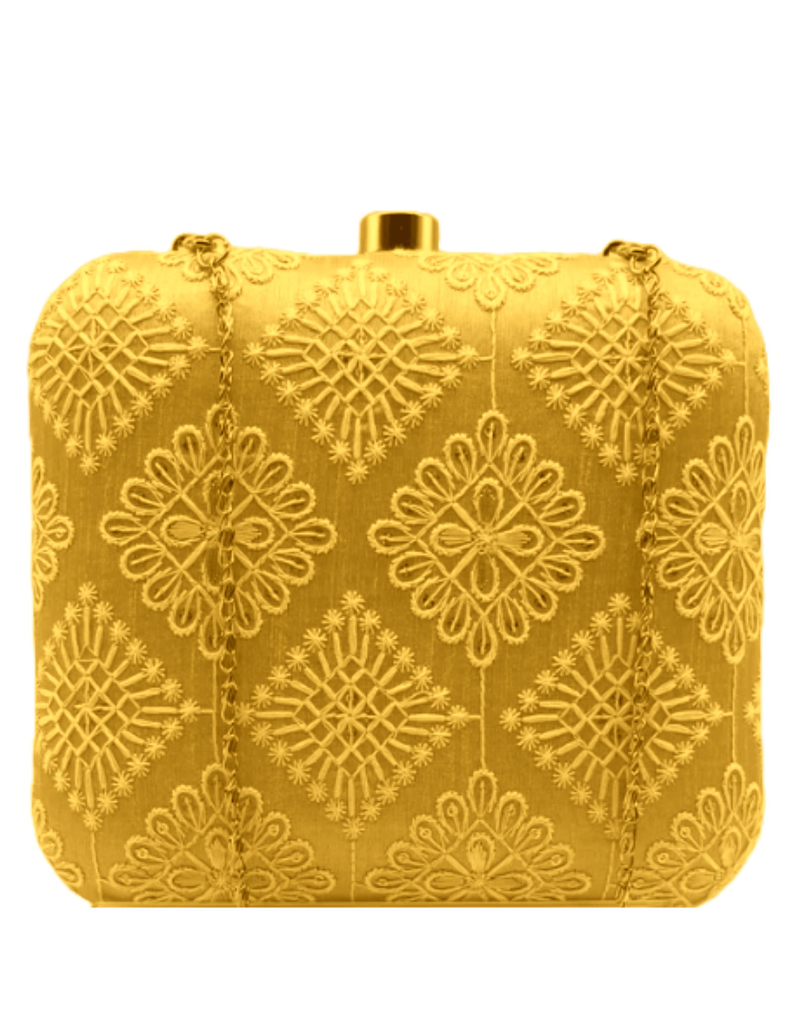 Mehandi | Haldi Bridal | Chikankari Embroidered Bag | Semi-square Shape | Yellow Flower Jewellery  Set