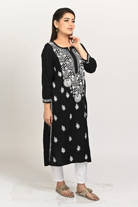 Ramaya chikankari Handwork Black Modal Kurti