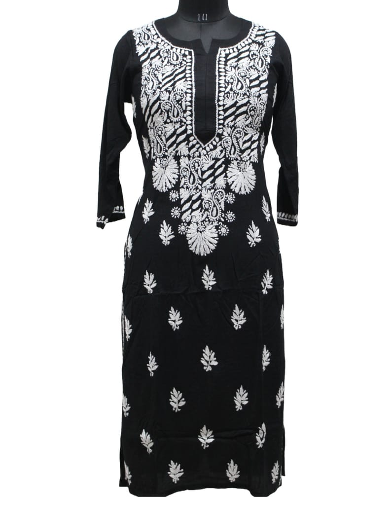 Black Ghaspatti Work Chikankari Kurti For Women & Girls - Kurtas & Kurta Sets | Buy online on ZillyBuy