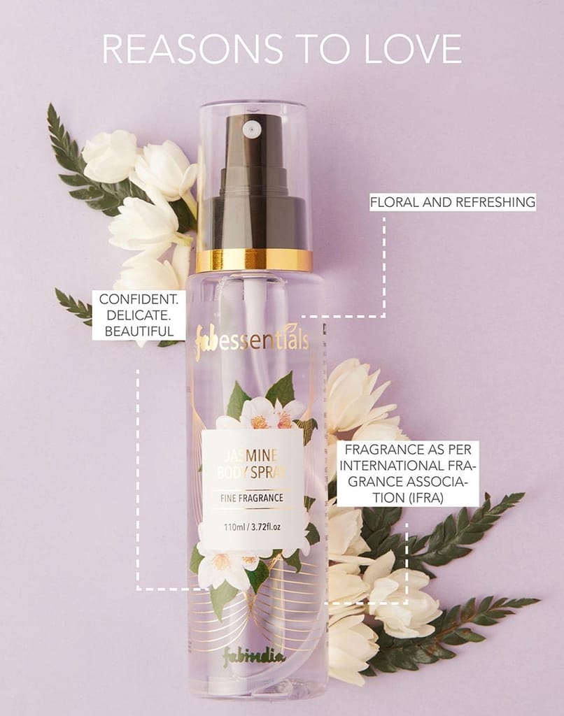 Fabessentials Jasmine Body Spray | Fine Fragrance for Refreshing, Energising & Rejuvenating Skin All-Day Long - 110 ml