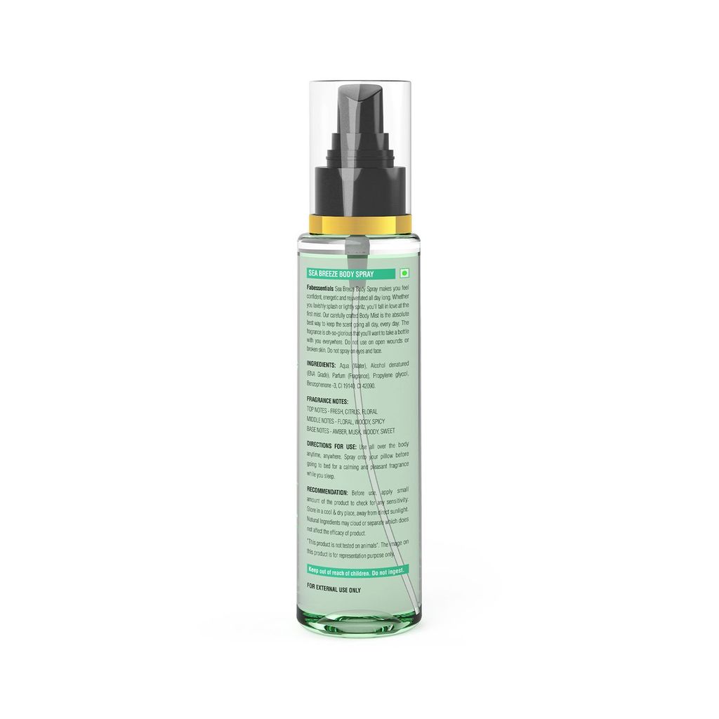 Fabessentials Sea Breeze Body Spray | Fine Fragrance for Refreshing, Energising & Rejuvenating Skin All-Day Long - 110 ml