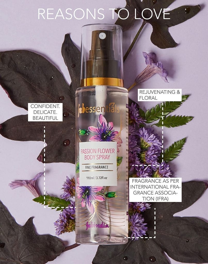 Fabessentials Passion Flower Body Spray | Fine Fragrance for Refreshing, Energising & Rejuvenating Skin All-Day Long - 110 ml