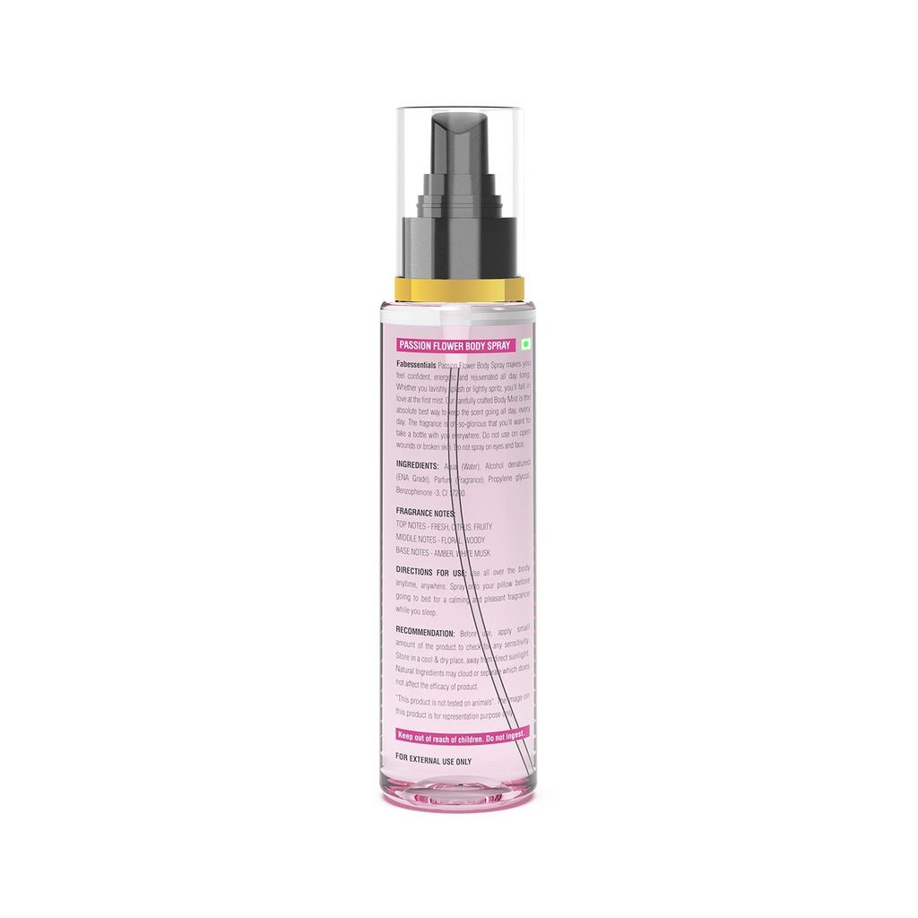 Fabessentials Passion Flower Body Spray | Fine Fragrance for Refreshing, Energising & Rejuvenating Skin All-Day Long - 110 ml