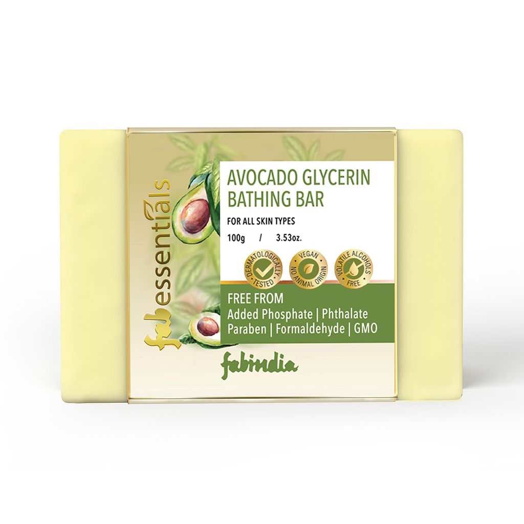 Fabessentials Avocado Glycerin Bathing Bar | with Natural Bioactives | for Cleansing, Nourishing and Rejuvenating Skin | Vegan & Toxin Free - 100 gm