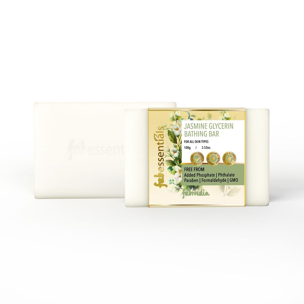 Fabessentials Jasmine Glycerin Bathing Bar | with Natural Bioactives | for Deep Cleansing, Refreshing and Soothing Skin | Vegan & Toxin Free - 100 gm