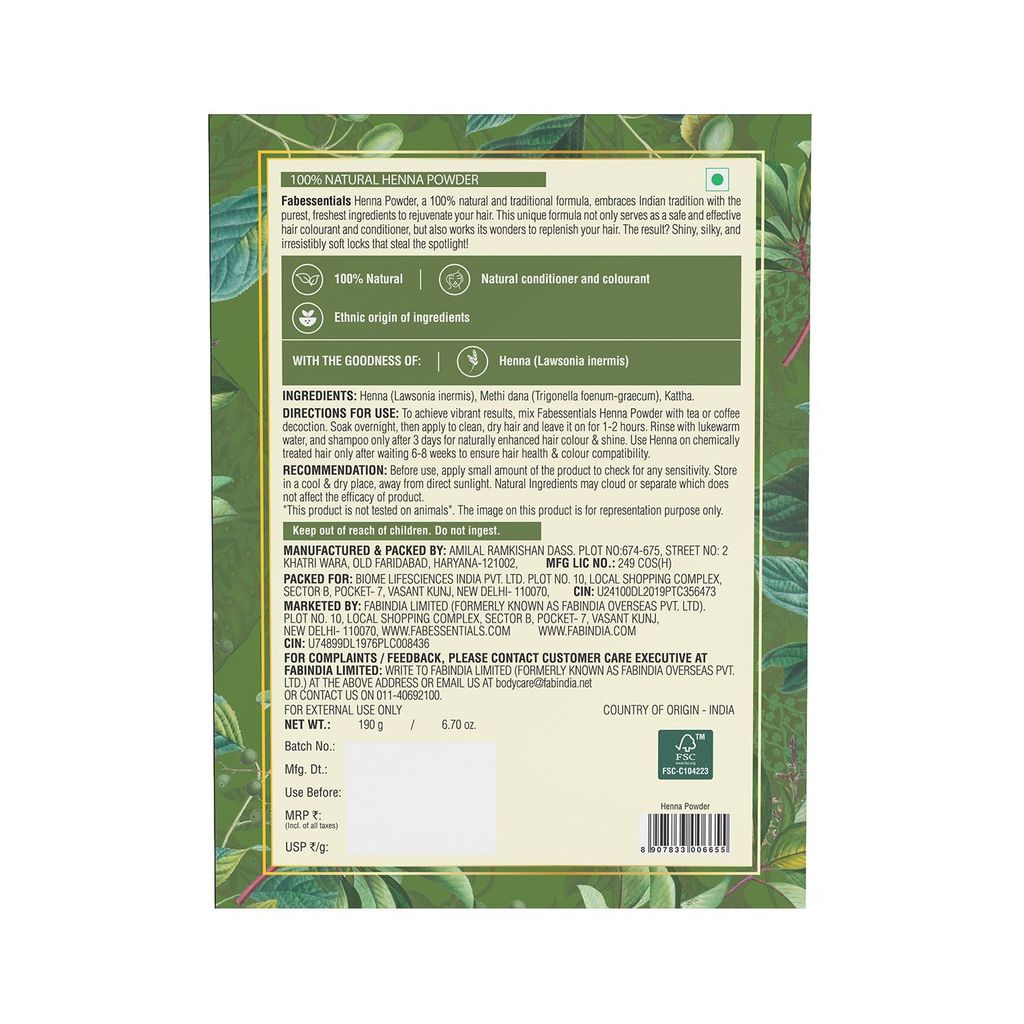 Fabessentials Henna Hair Pack - 190 gm