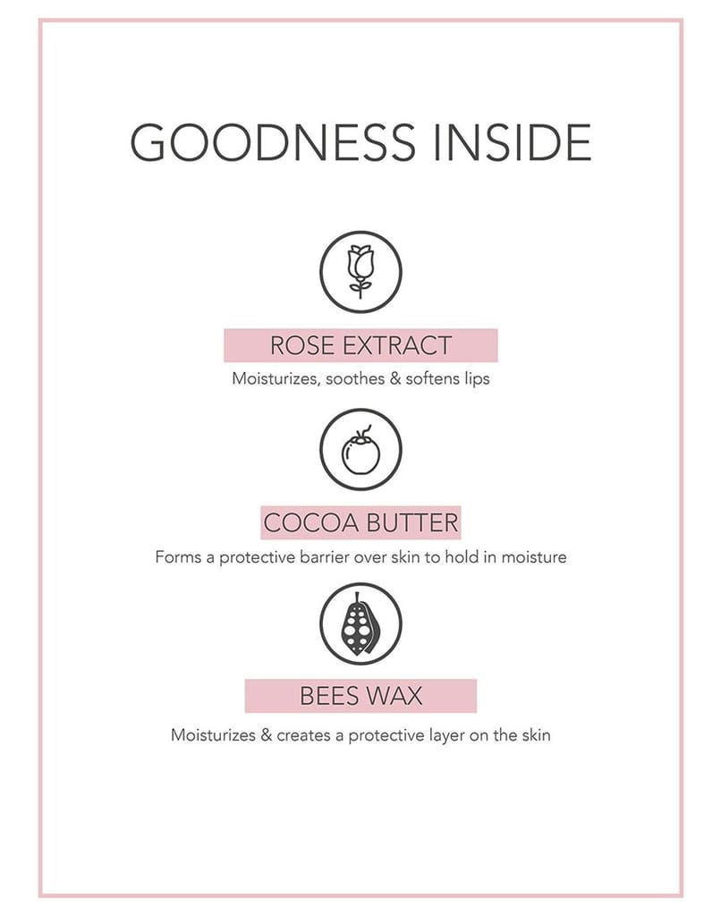 Fabessentials Rose Petal Cocoa Butter Lip Butter | infused with Coconut Oil & Shea Butter | with 100% Edible Grade Flavour & No Artificial Fragrance | for Instant Light Weight Lip Moisturisation - 5 gm