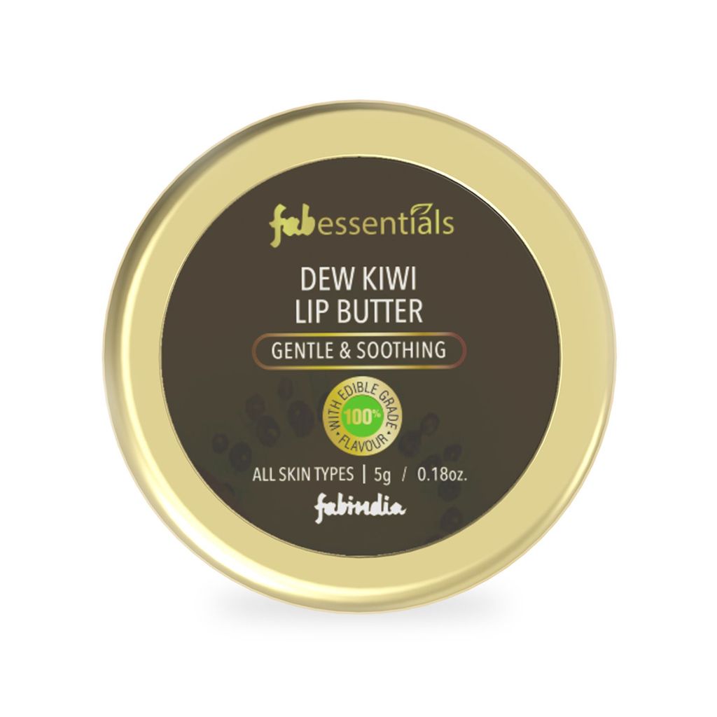 Fabessentials Dew Kiwi Lip Butter | infused with Shea Butter- & Bees Wax | with 100% Edible Grade Flavour & No Artificial Fragrance | for Instant Light Weight Lip Moisturisation - 5 gm