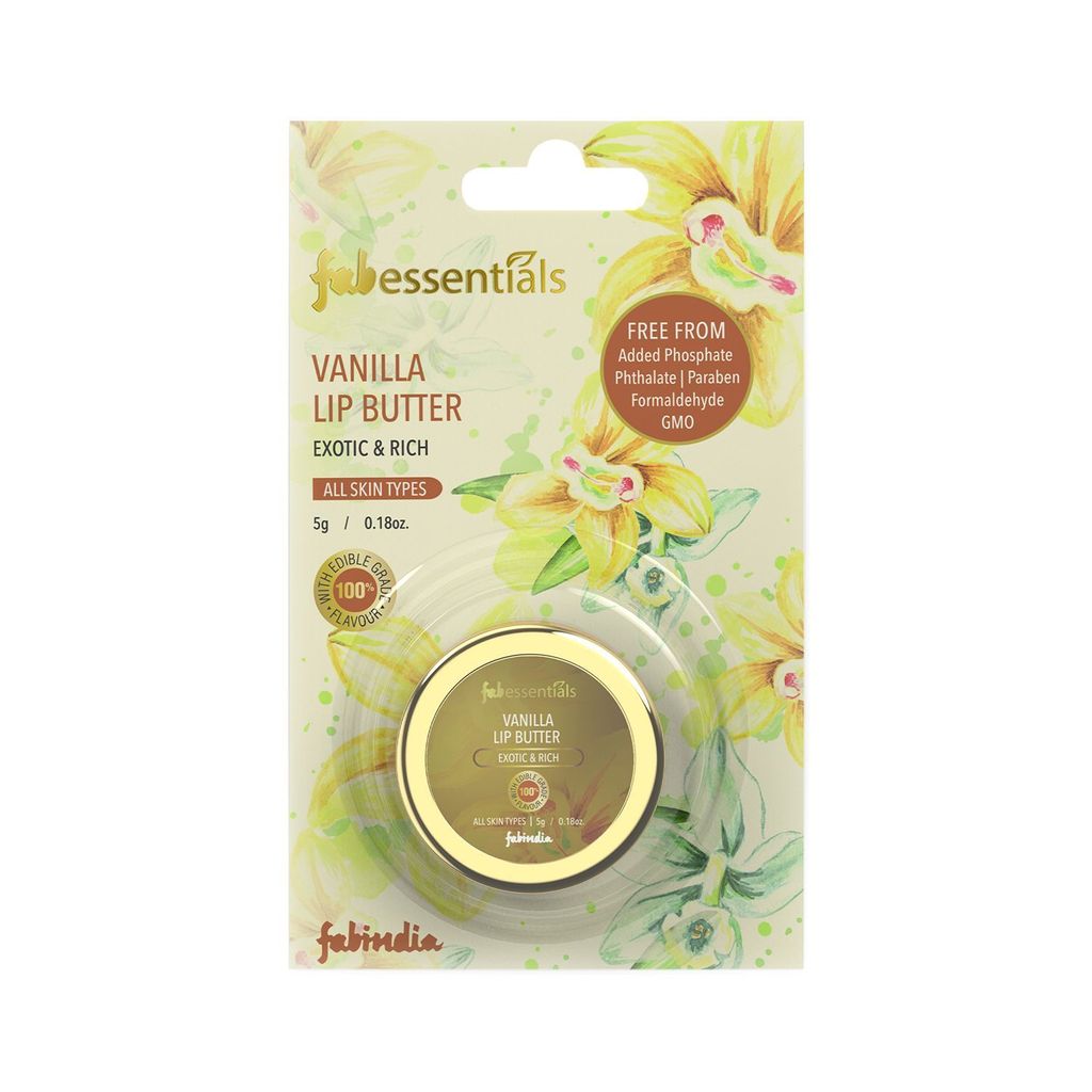 Fabessentials Vanilla Lip Butter | infused with Coconut Oil & Shea Butter | with 100% Edible Grade Flavour & No Artificial Fragrance | for Instant Light Weight Lip Moisturisation - 5 gm