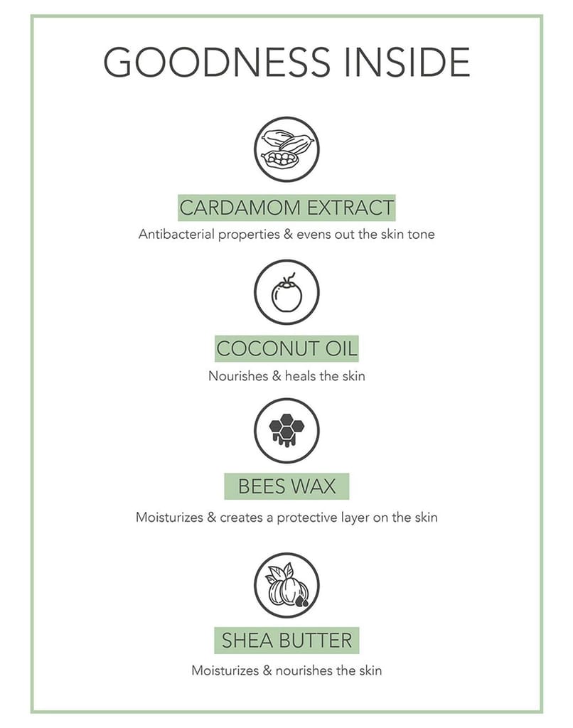 Fabessentials Coconut Cardamon Lip Butter | infused with Shea Butter | with 100% Edible Grade Flavour & No Artificial Fragrance | for Instant Light Weight Lip Moisturisation - 5 gm