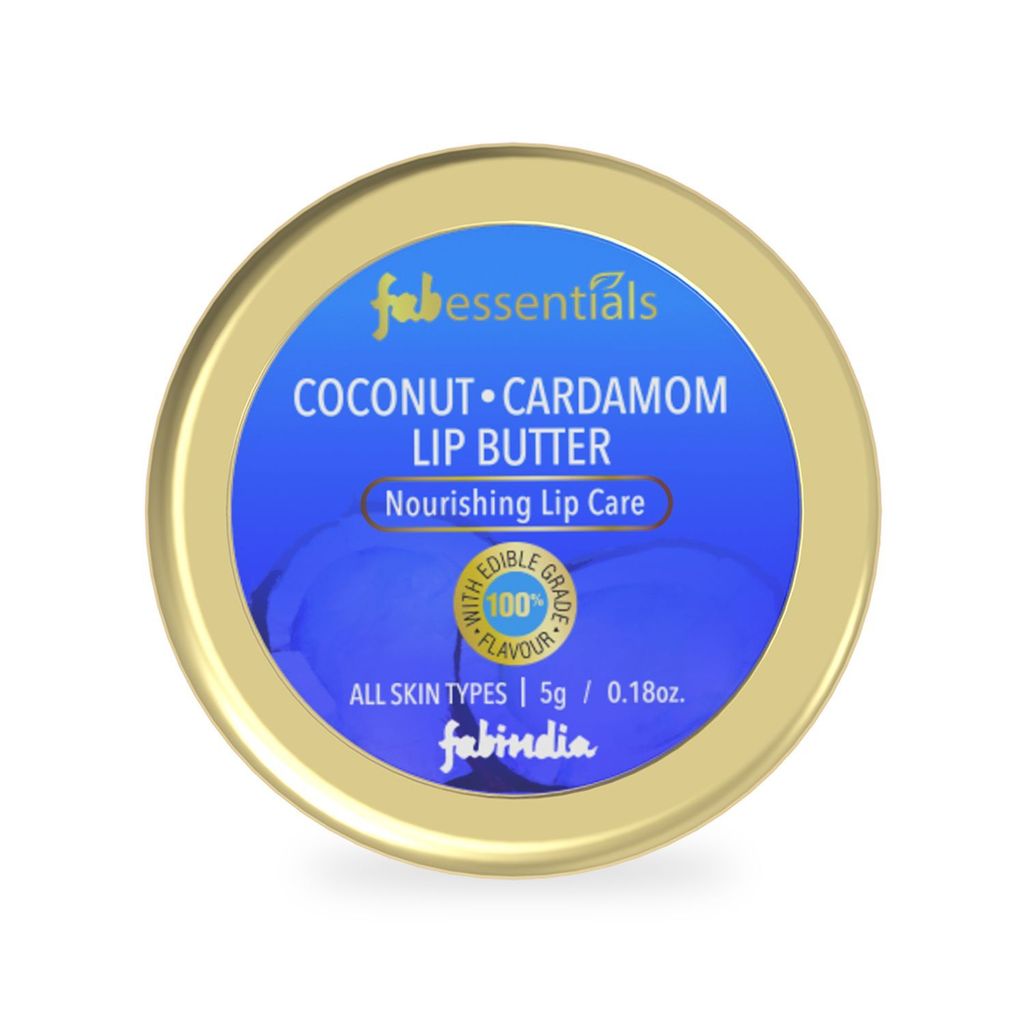 Fabessentials Coconut Cardamon Lip Butter | infused with Shea Butter | with 100% Edible Grade Flavour & No Artificial Fragrance | for Instant Light Weight Lip Moisturisation - 5 gm