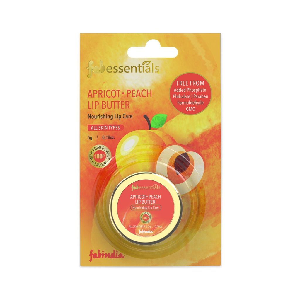 Fabessentials Apricot Peach Lip Butter | infused with Shea Butter | with 100% Edible Grade Flavour & No Artificial Fragrance | for Instant Light Weight Lip Moisturisation - 5 gm